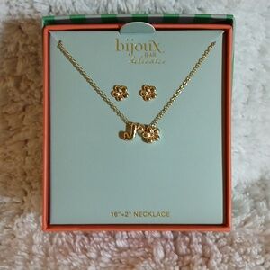Bijoux Bar Delicates Womens Flower 2-pc. Jewelry Set Letter "J"